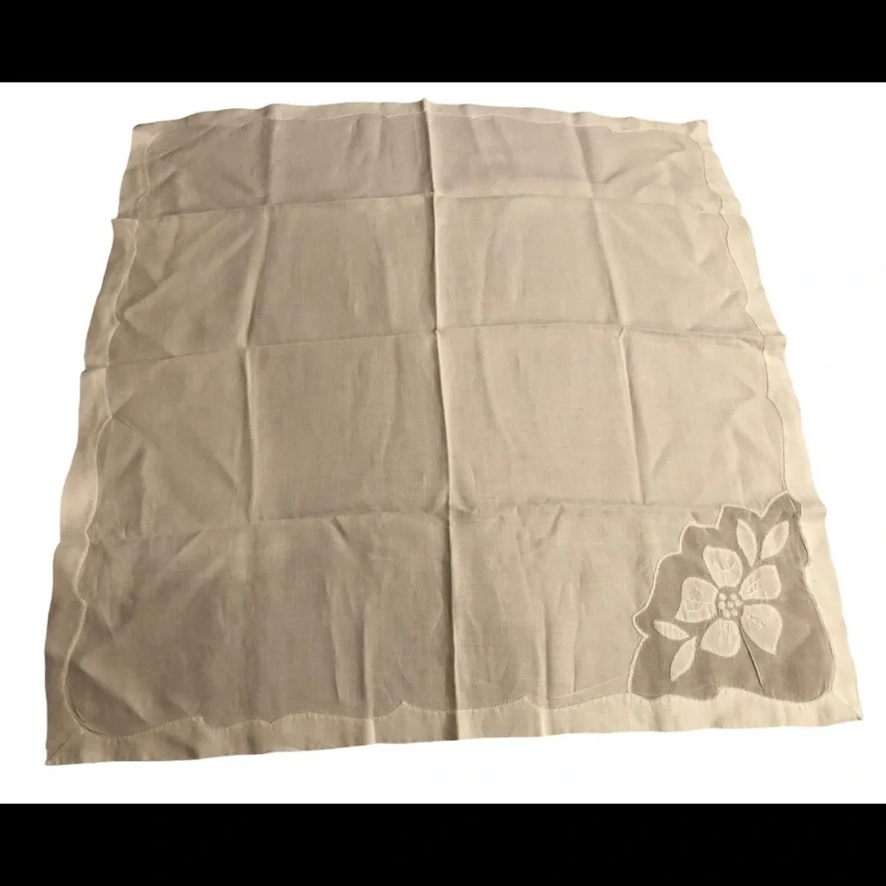 VTG Set Of 6 Ivory Dinner Napkins Sheer Flower Cotton Classy Linens